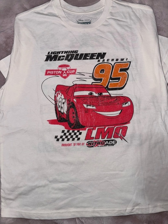 Disney Tops - Disney Cars Logo Grid Tee - White, Red, Black